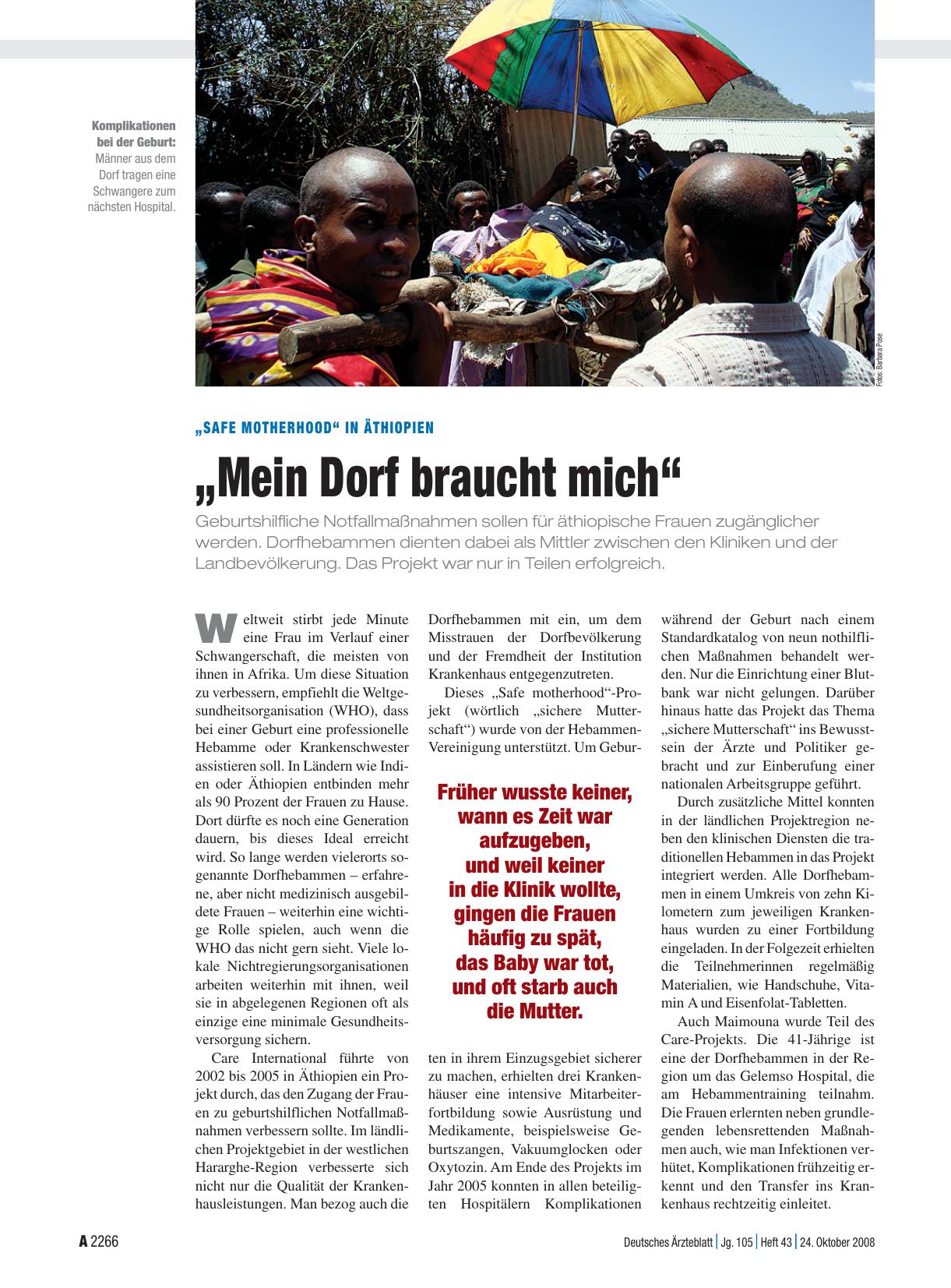 Vorschauseite 1: „Safe motherhood“ in Äthiopien: „Mein Dorf braucht mich“