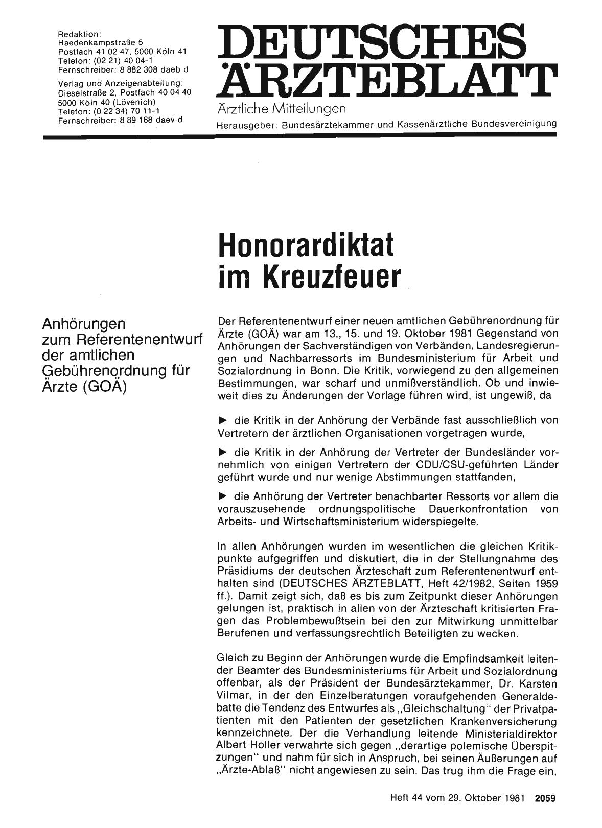 Vorschauseite 1: Honorardiktat im Kreuzfeuer