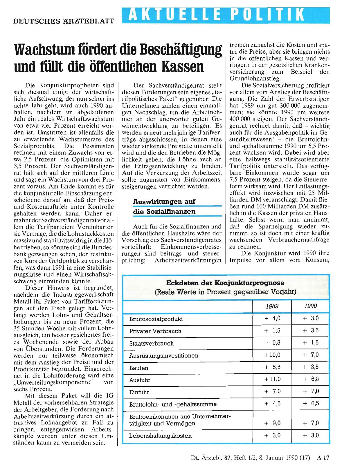 Vorschauseite 1: Wachstum fördert die Beschäftigung und füllt die öffentlichen Kassen