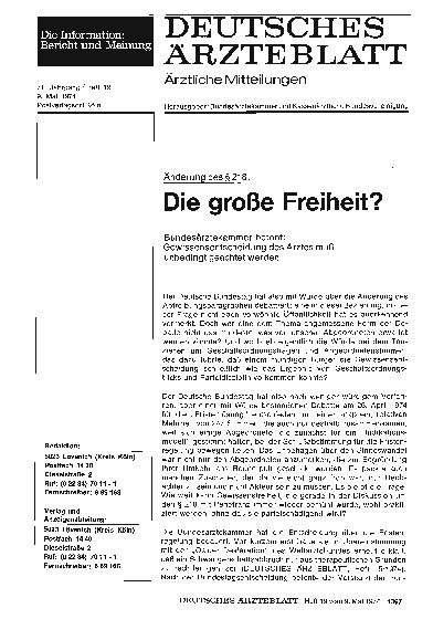 Vorschauseite 1: Änderung des § 218: Die große Freiheit?