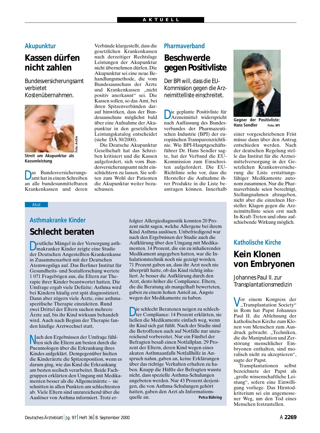 Vorschauseite 1: Akupunktur: Kassen dürfen nicht zahlen