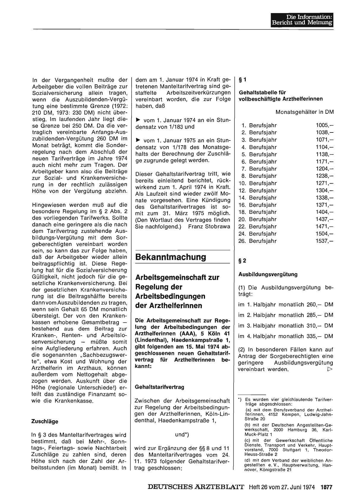 Vorschauseite 1: Arbeitsgemeinschaft zur Regelung der Arbeitsbedingungen der Arzthelferinnen