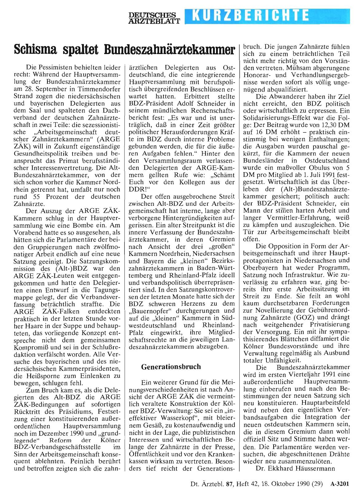 Vorschauseite 1: Schisma spaltet Bundeszahnärztekammer