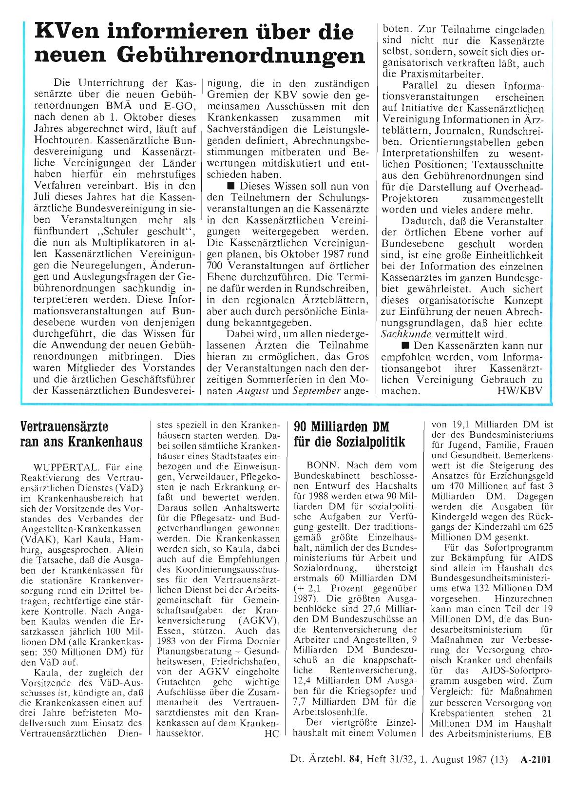 Vorschauseite 1: KVen informieren über die neuen Gebührenordnungen