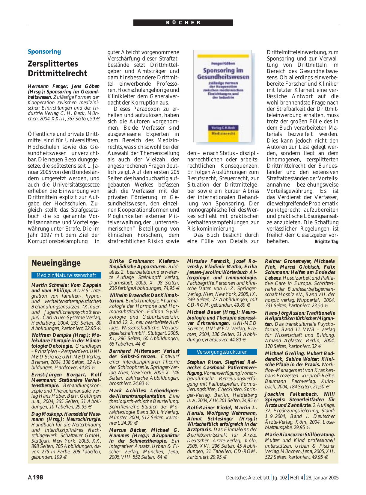 Vorschauseite 1: Sponsoring im Gesundheitswesen. Zulässige Formen der Kooperation zwischen medizinischen Einrichtungen und der Industrie