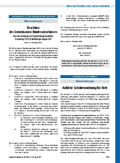 Vorschauseite 1: Amtliche Gebührenordnung für Ärzte
