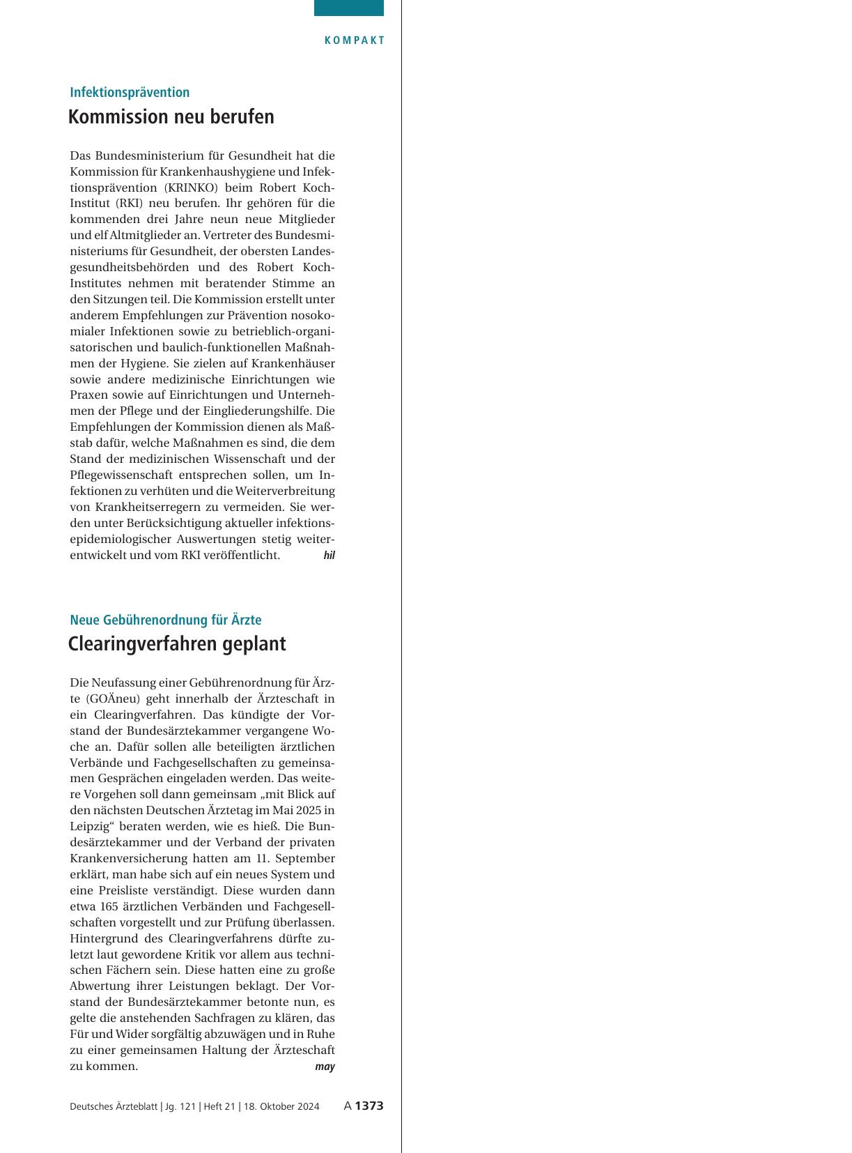 Vorschauseite 1: Neue Gebührenordnung für Ärzte: Clearingverfahren geplant
