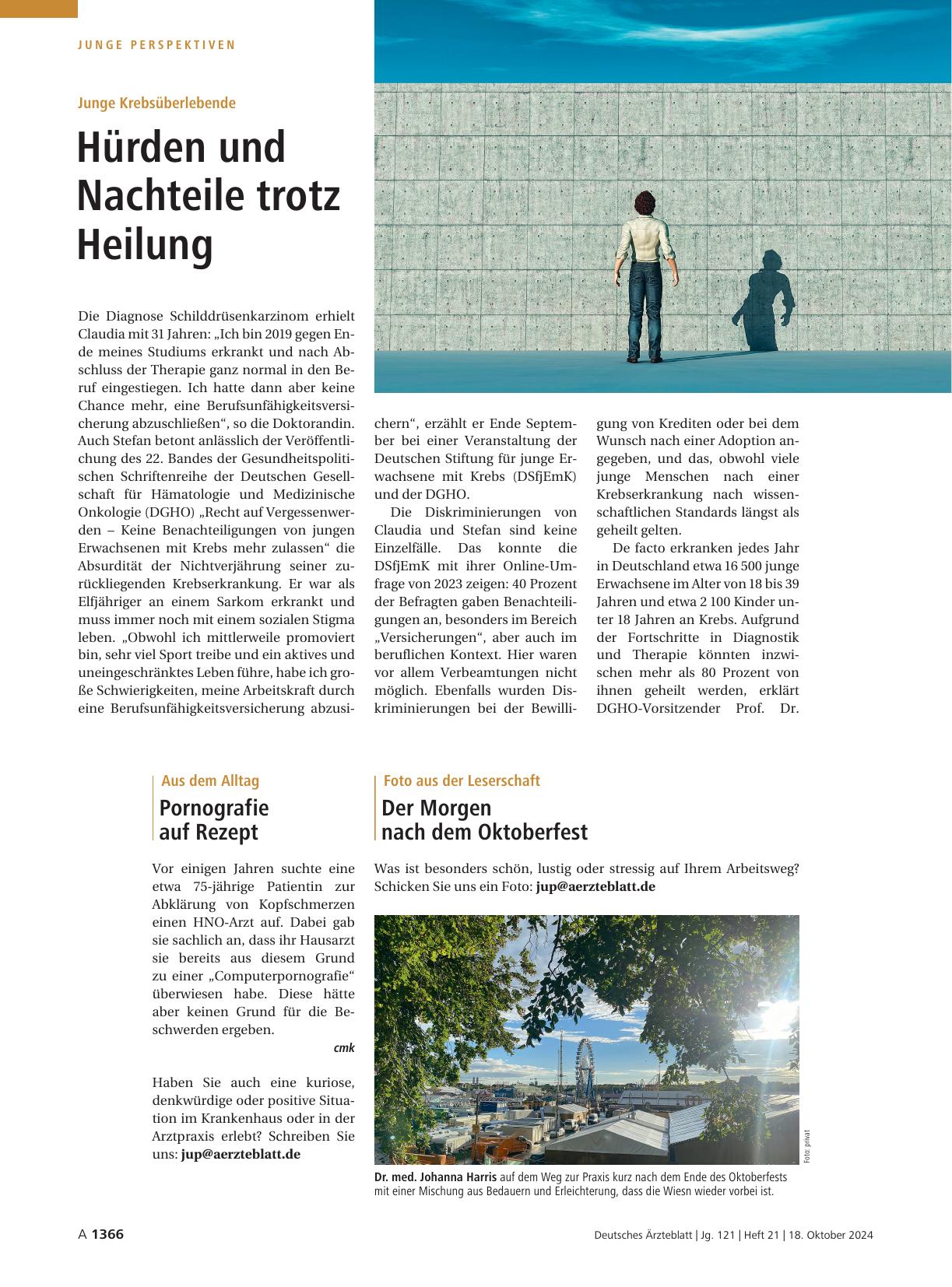 Vorschauseite 1: Junge Krebsüberlebende: Hürden und Nachteile trotz Heilung