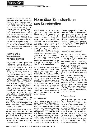 Vorschauseite 1: Norm über Einmalspritzen aus Kunststoffen