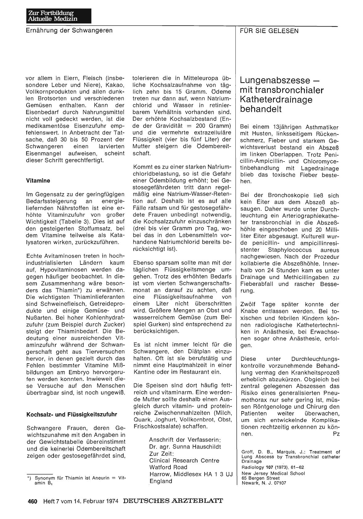 Vorschauseite 1: Lungenabszesse — mit transbronchialer Katheterdrainage behandelt
