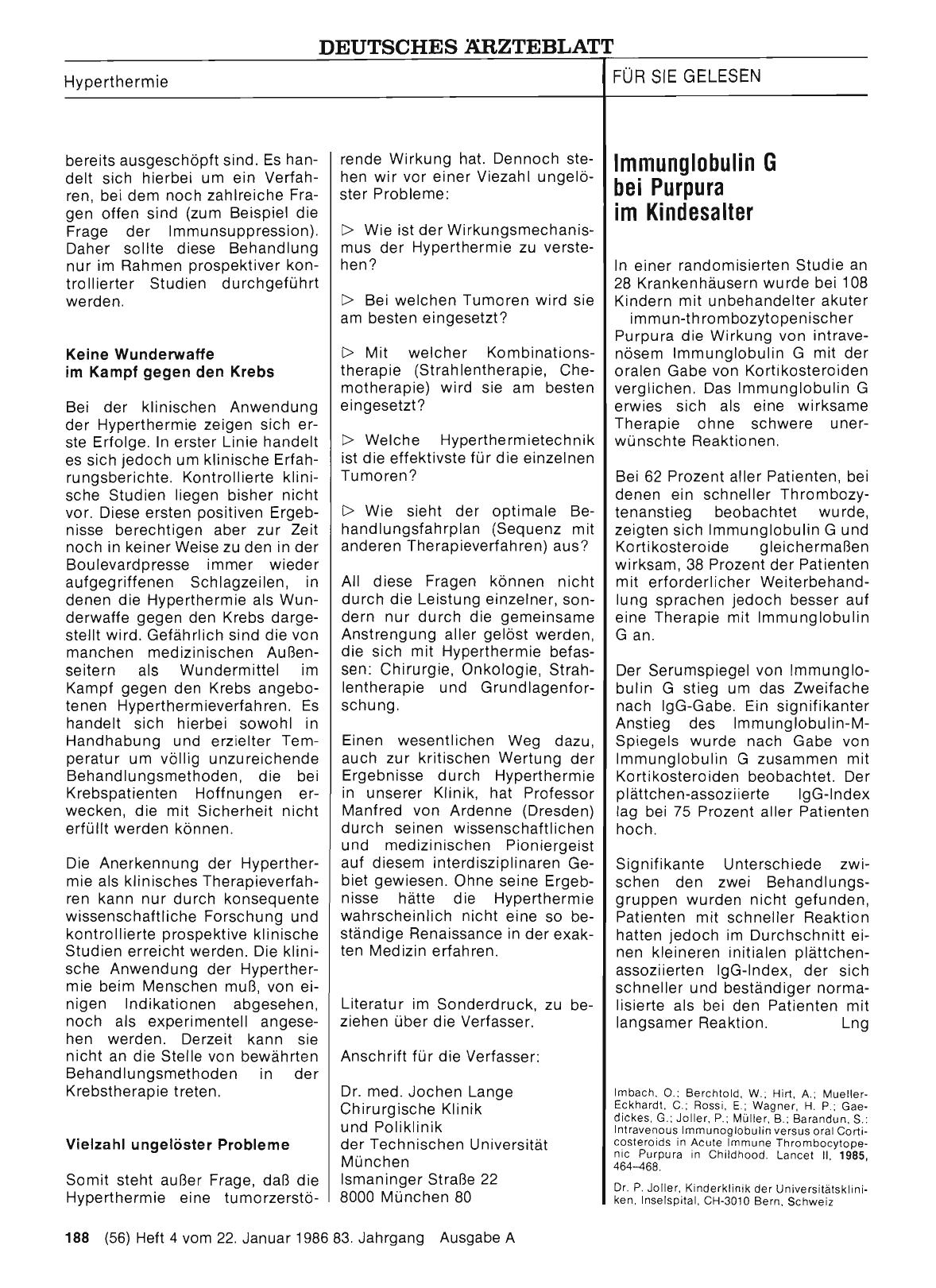 Vorschauseite 1: Immunglobulin G bei Purpura im Kindesalter