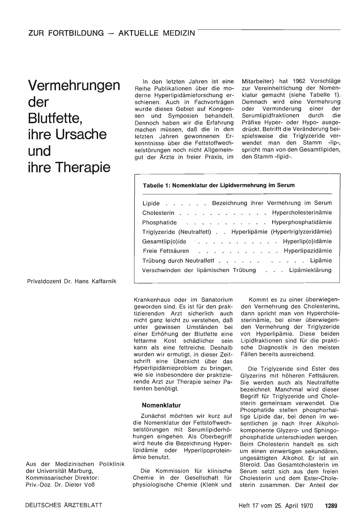 Vorschauseite 1: Vermehrungen der Blutfette, ihre Ursache und ihre Therapie