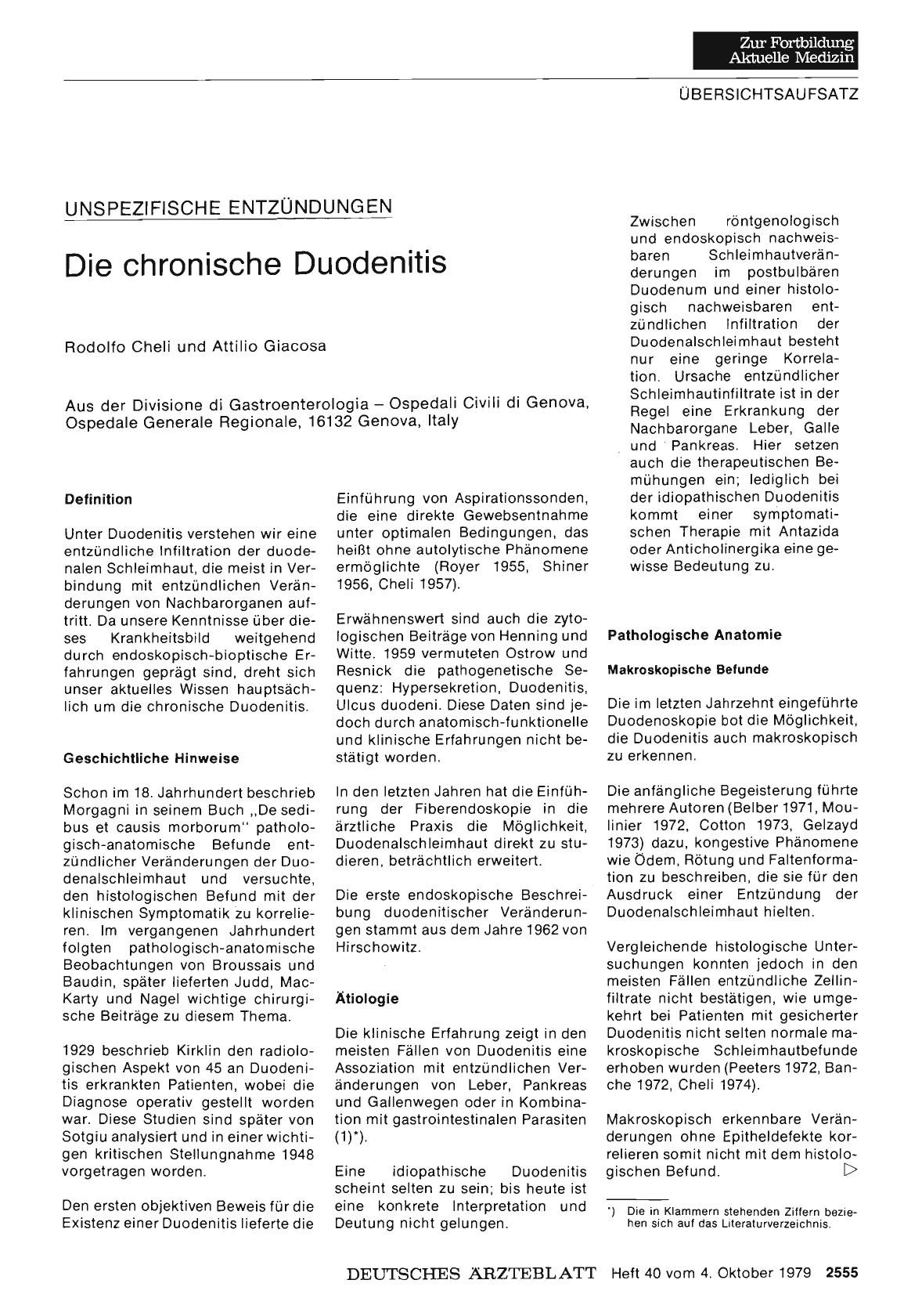 Vorschauseite 1: UNSPEZIFISCHE ENTZÜNDUNGEN: Die chronische Duodenitis