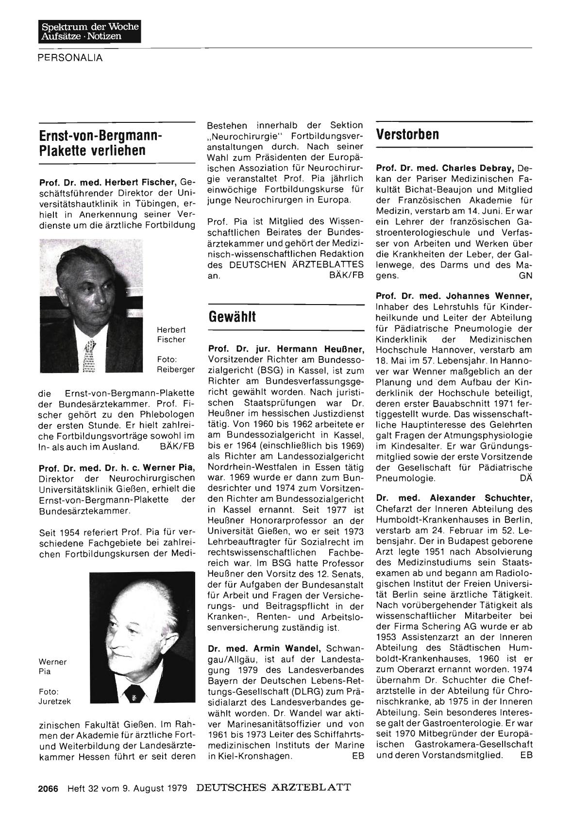Vorschauseite 1: Ernst-von-Bergmann-Plakette verliehen
