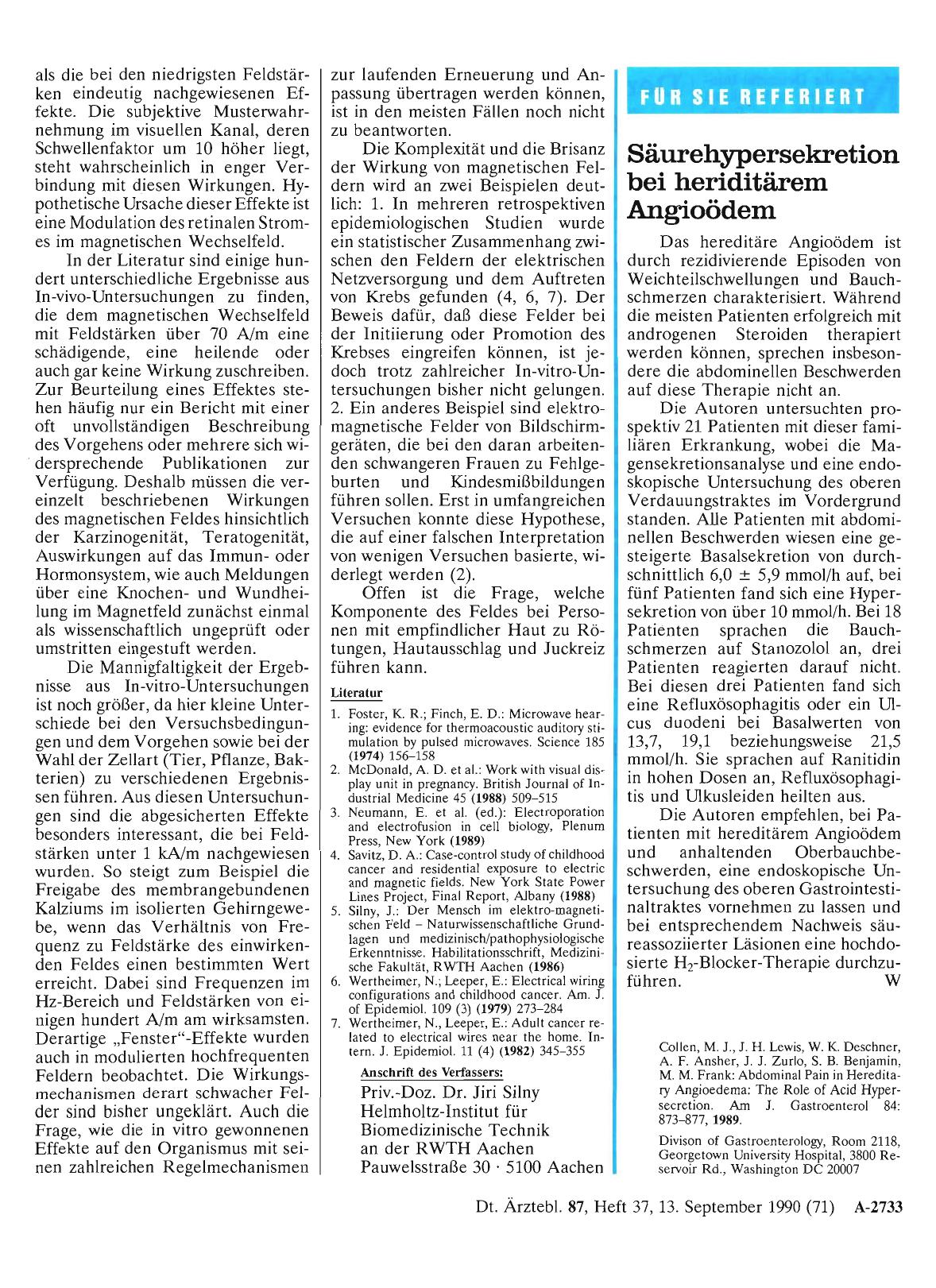 Vorschauseite 1: Säurehypersekretion bei heriditärem Angioödem
