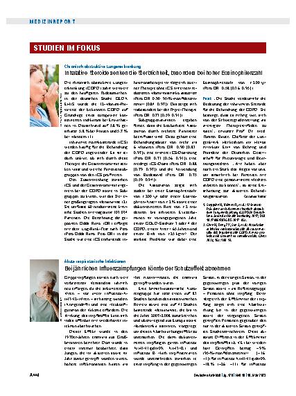 Vorschauseite 1: Akute respiratorische Infektionen: Bei jährlichen Influenzaimpfungen könnte der Schutzeffekt abnehmen.