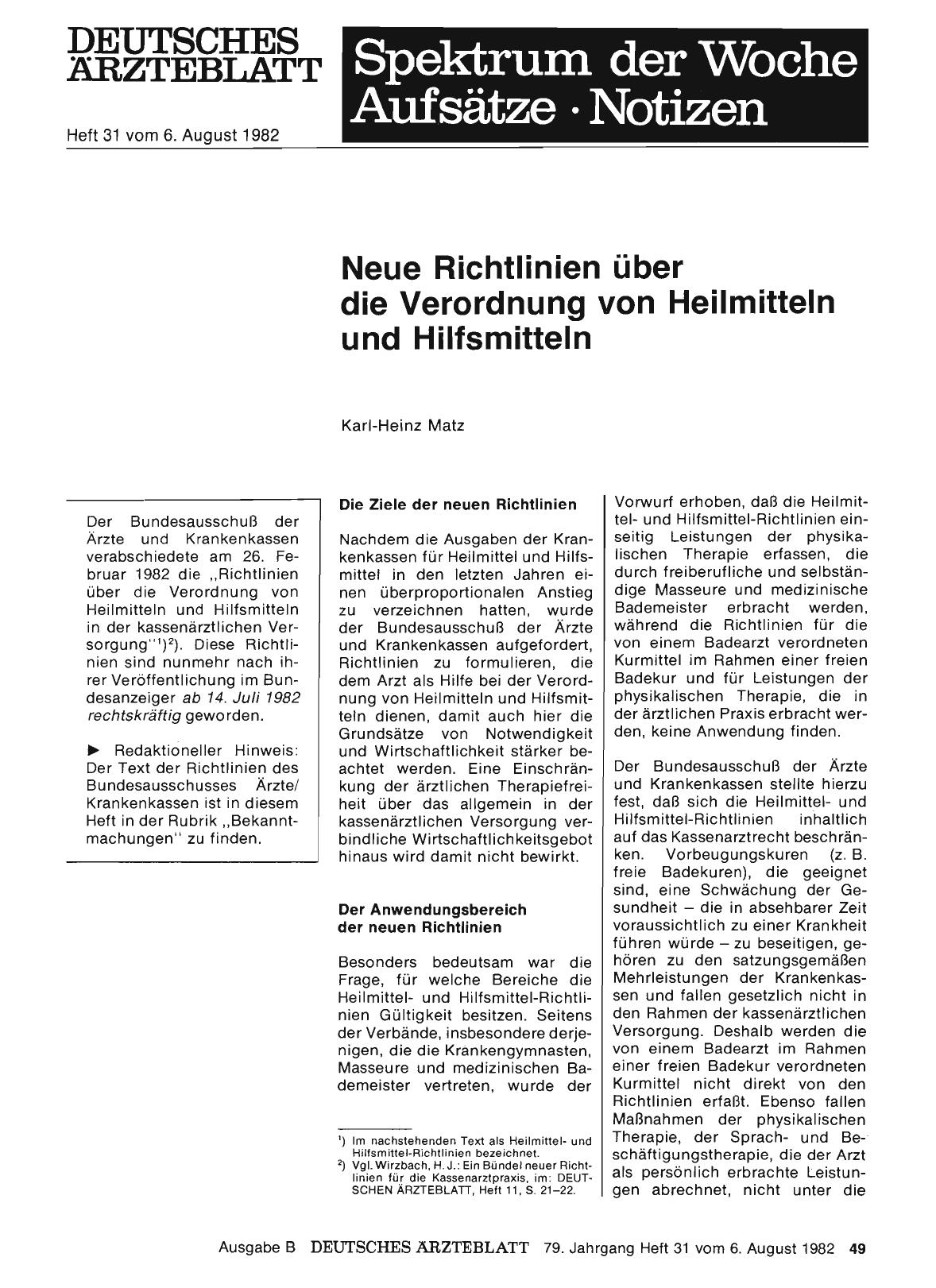 Vorschauseite 1: Neue Richtlinien über die Verordnung von Heilmitteln und Hilfsmitteln