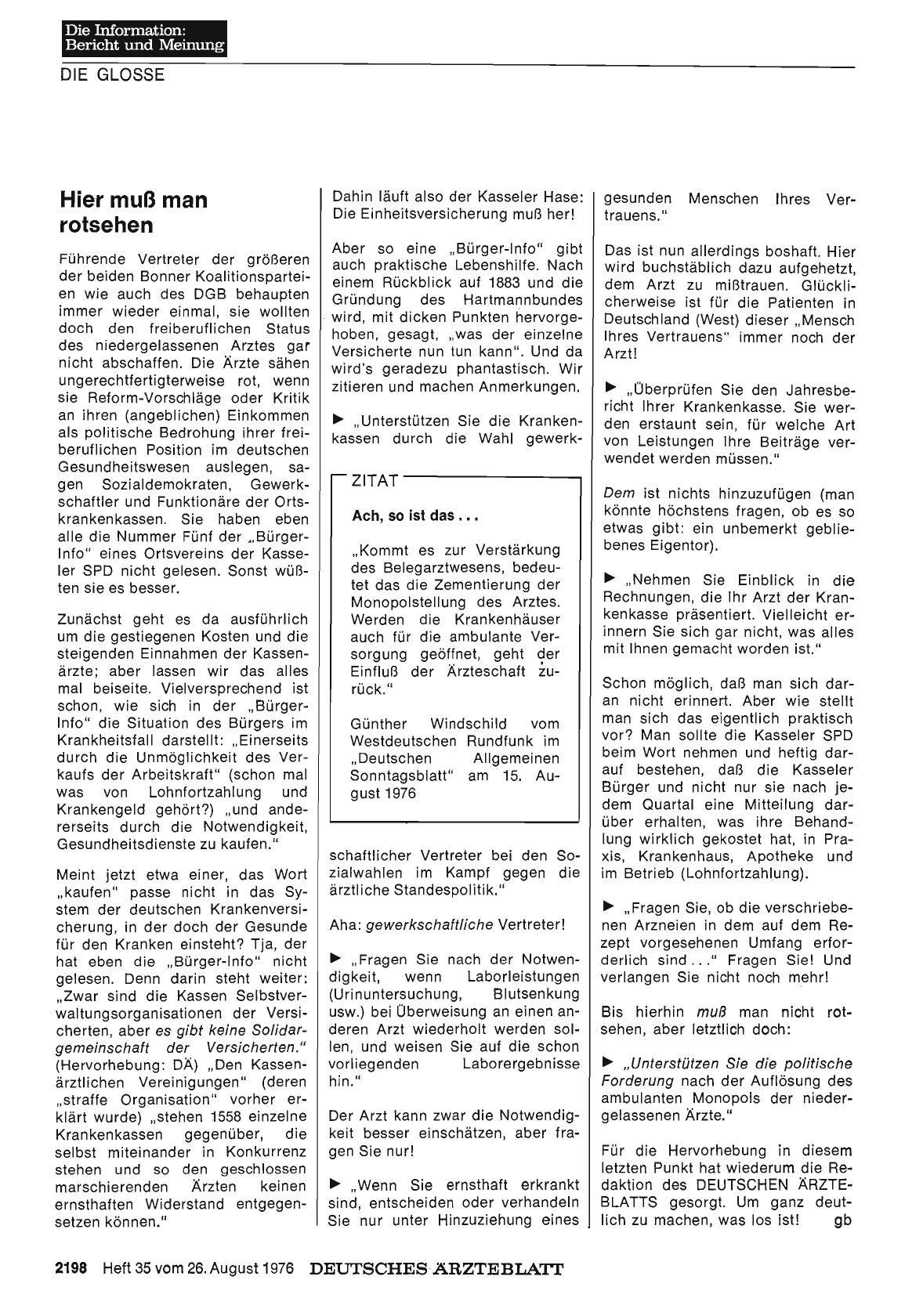 Vorschauseite 1: Hier muß man rotsehen