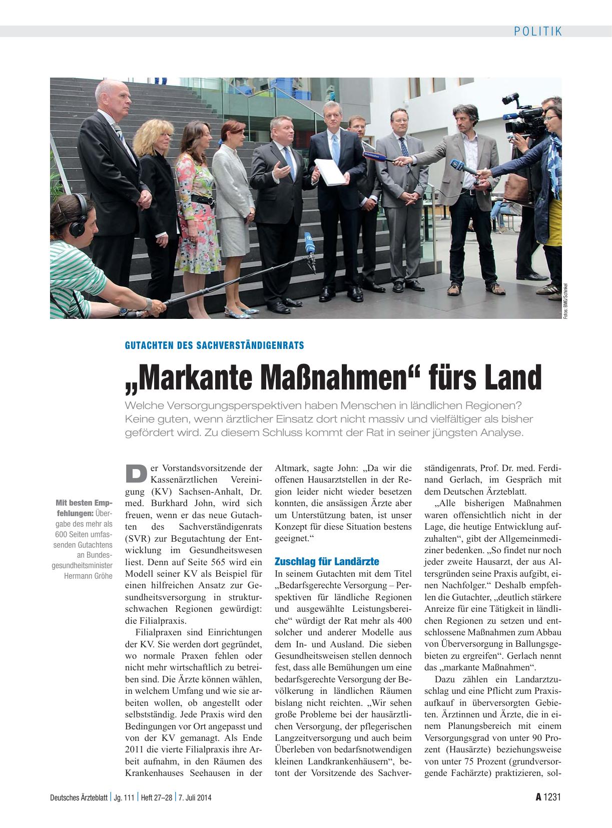 Vorschauseite 1: Gutachten des Sachverständigenrats: „Markante Maßnahmen“ fürs Land