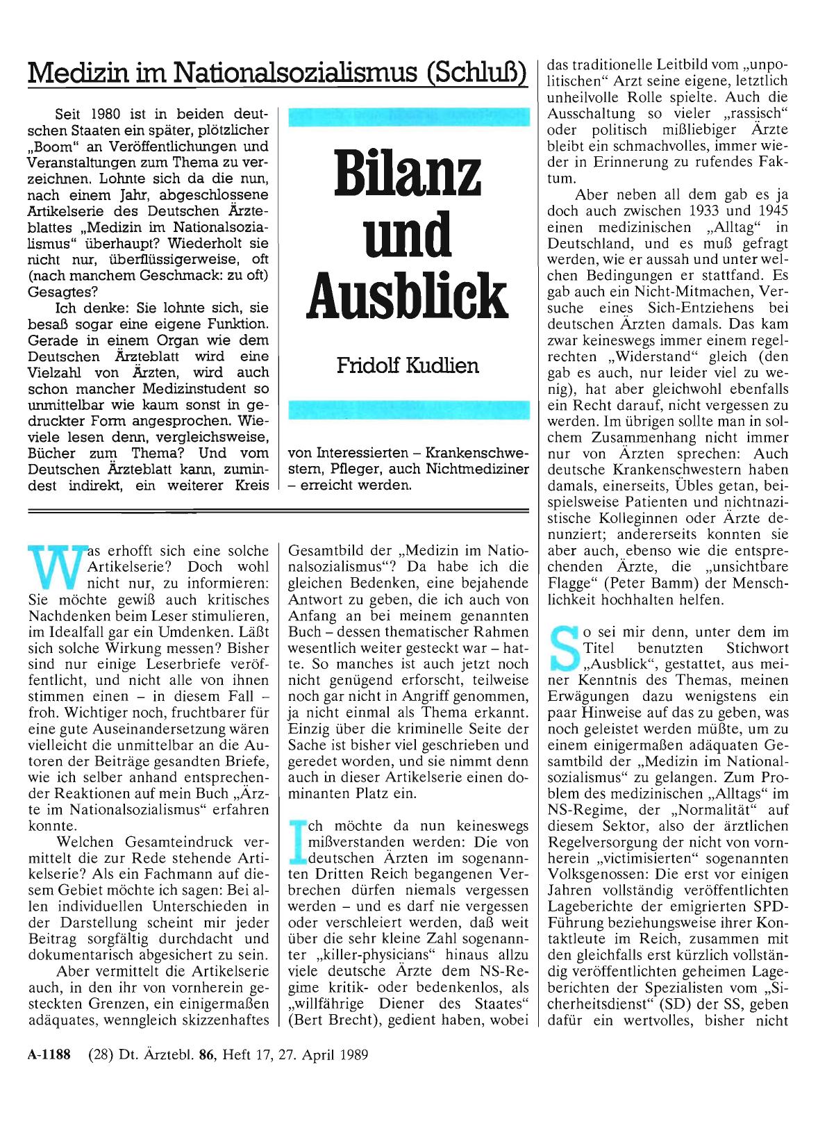 Vorschauseite 1: Bilanz und Ausblick