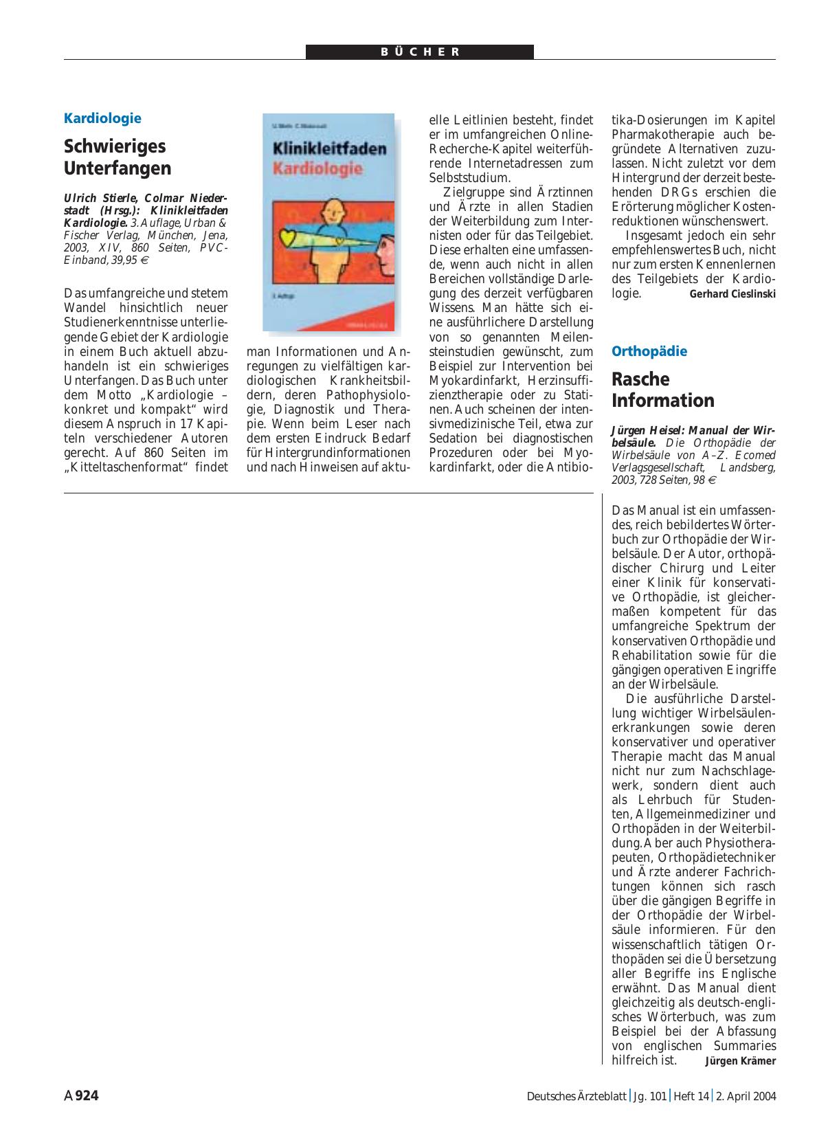 Vorschauseite 1: Klinikleitfaden Kardiologie