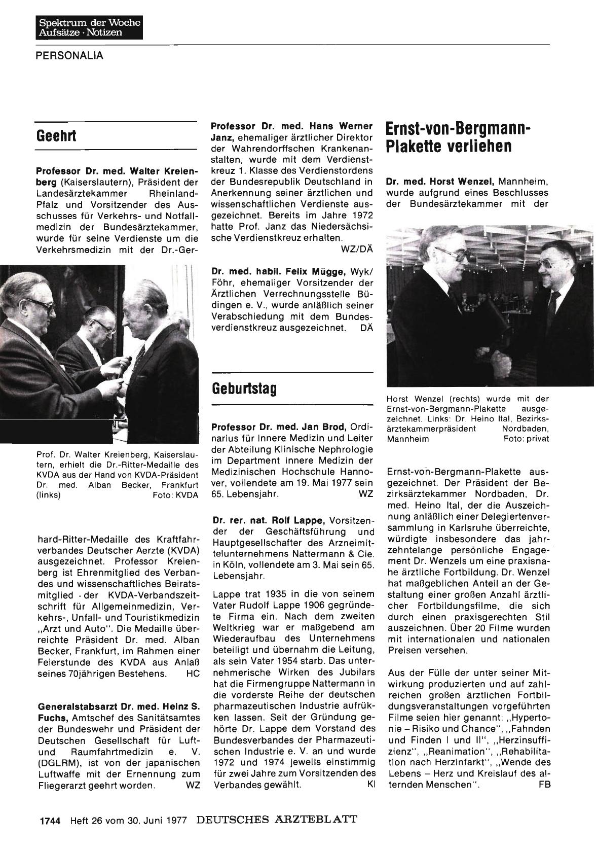 Vorschauseite 1: Ernst-von-Bergmann-Plakette verliehen