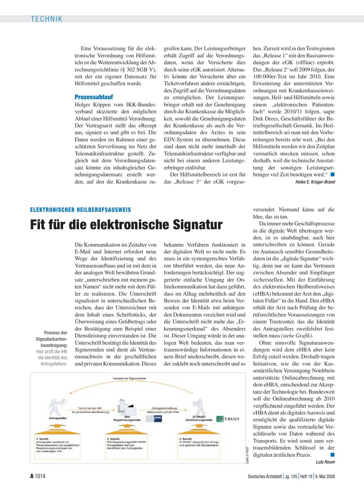 Vorschauseite 1: Elektronischer Heilberufsausweis: Fit für die elektronische Signatur