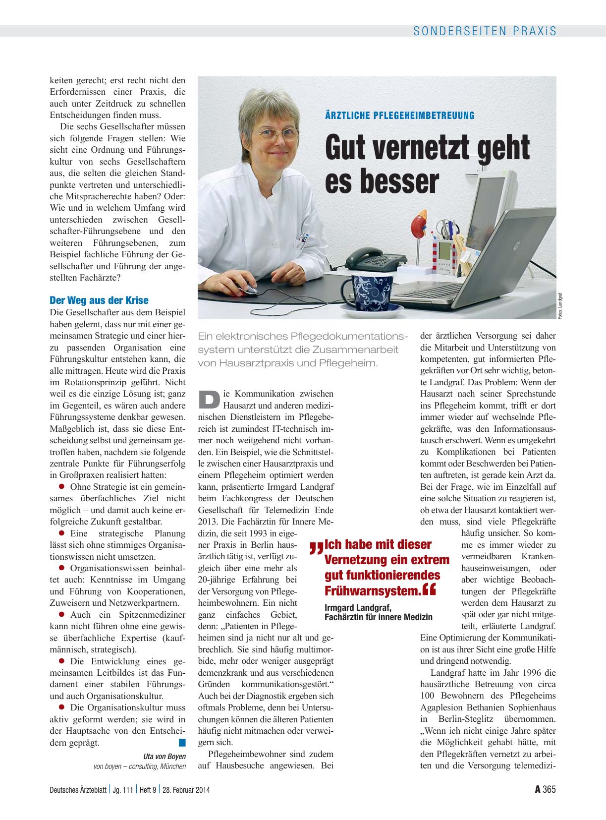 Vorschauseite 1: Ärztliche Pflegeheimbetreuung: Gut vernetzt geht es besser