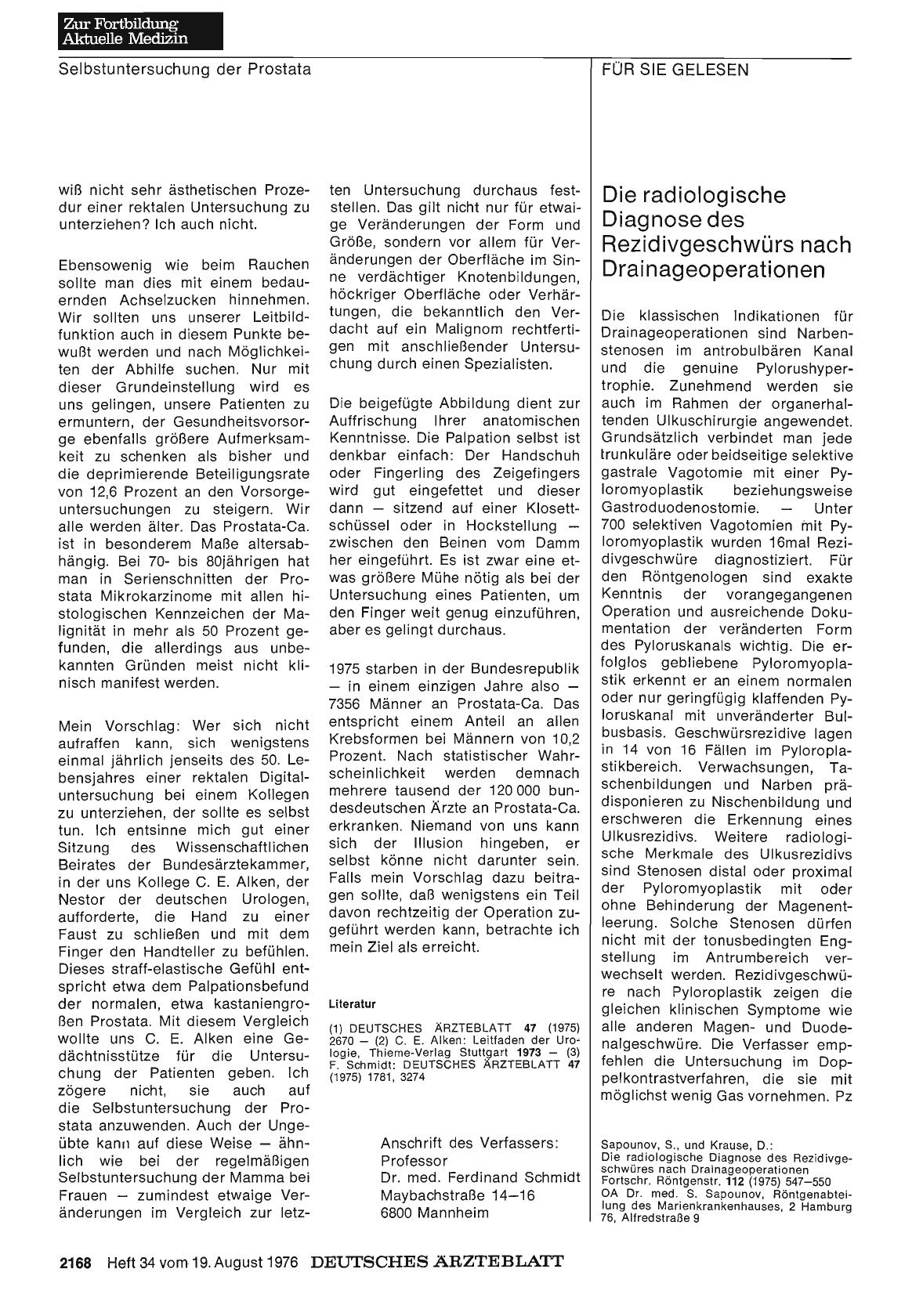 Vorschauseite 1: Selbstuntersuchung der Prostata: Eine Methode zur Früherkennung des Prostatakarzinoms bei Ärzten