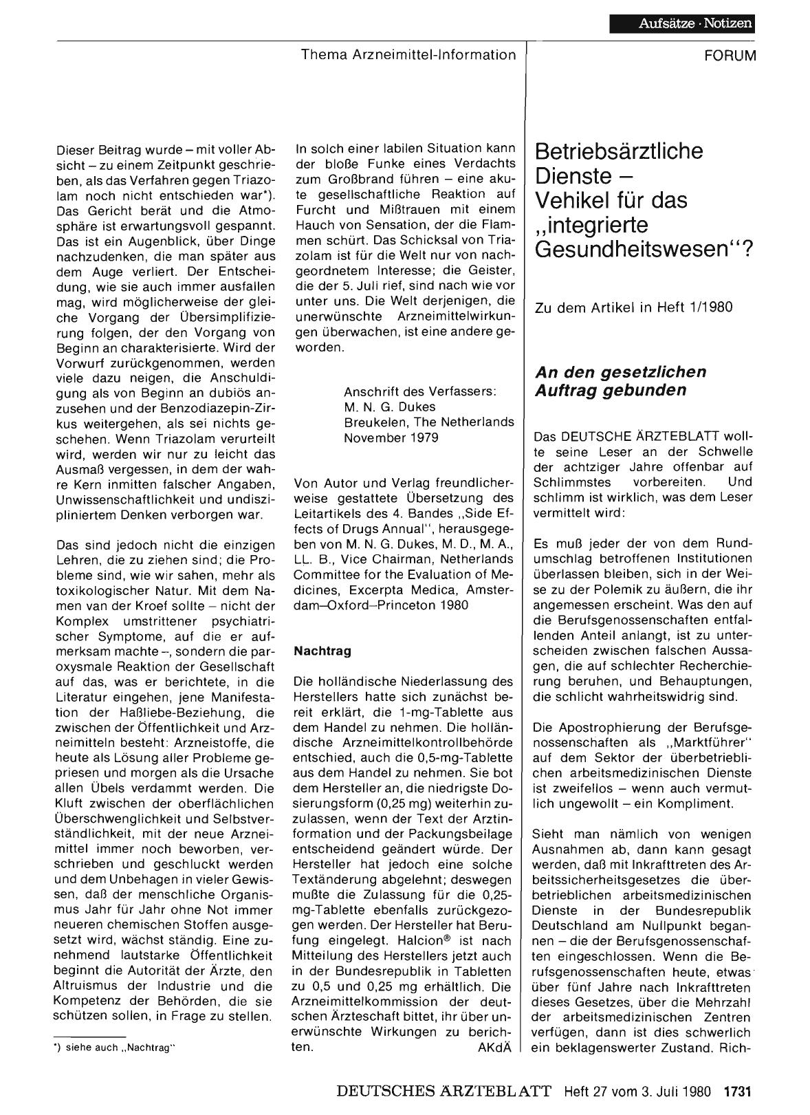 Vorschauseite 1: Betriebsärztliche Dienste — Vehikel für das „integrierte Gesundheitswesen“? : An den gesetzlichen Auftrag gebunden