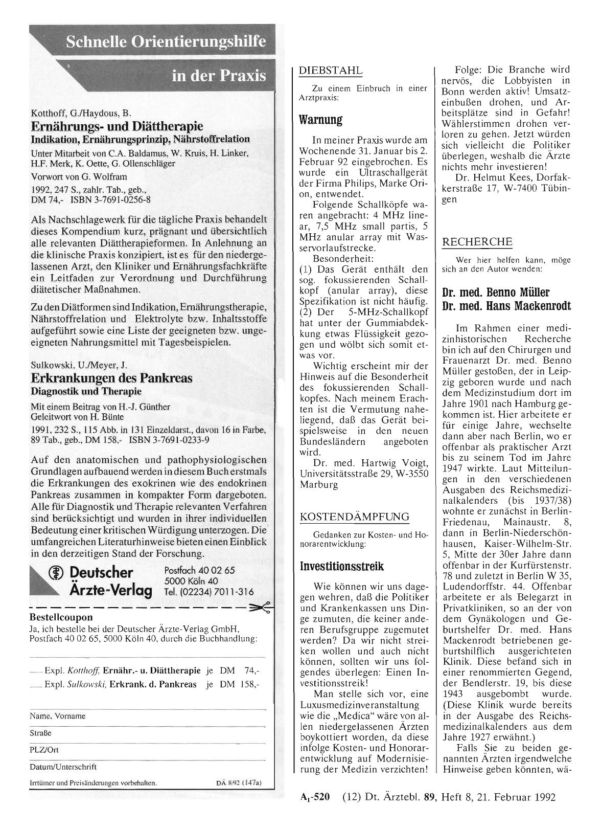 Vorschauseite 1: KOSTENDÄMPFUNG: Investitionsstreik