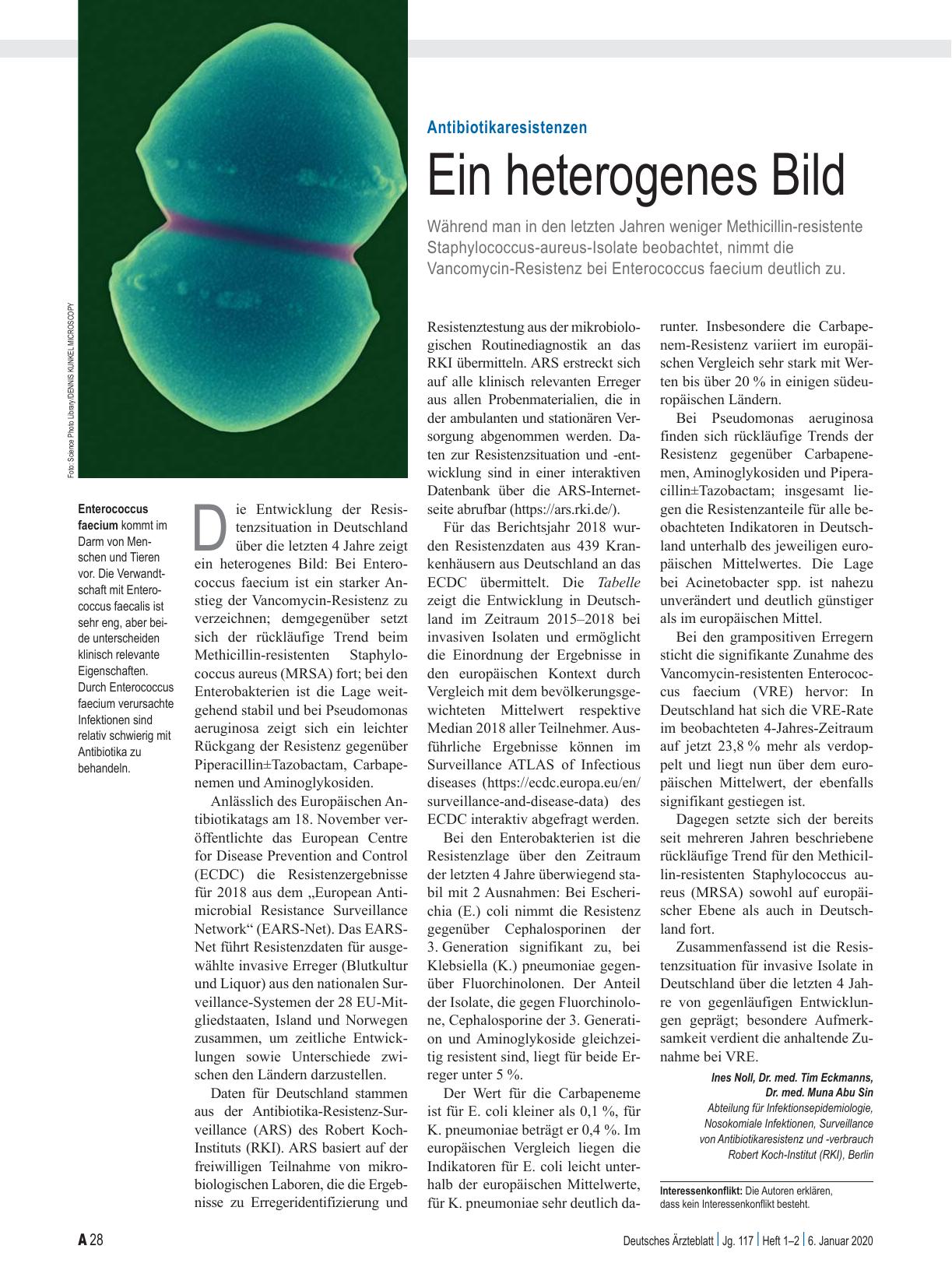 Vorschauseite 1: Antibiotikaresistenzen: Ein heterogenes Bild