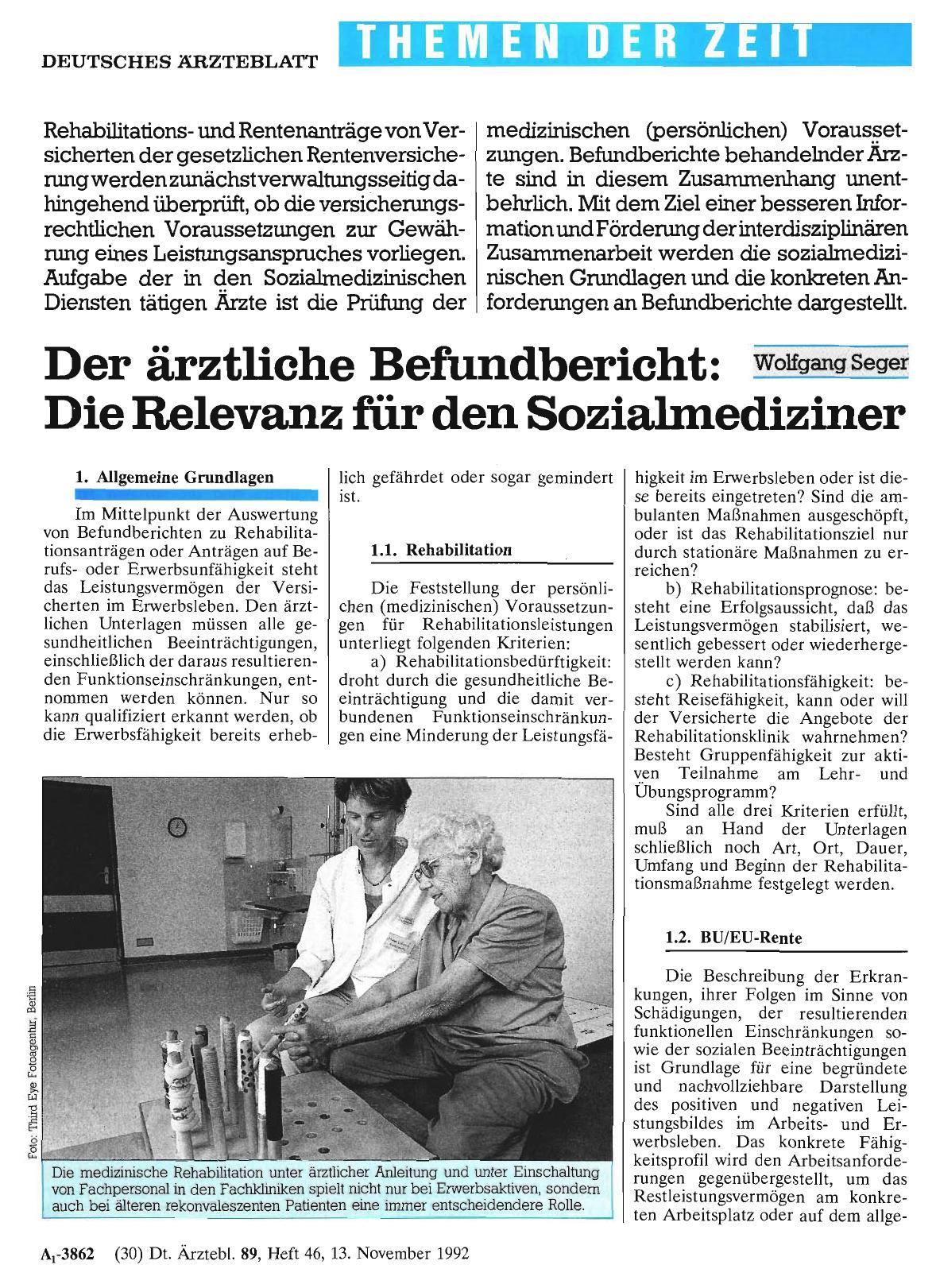 Vorschauseite 1: Der ärztliche Befundbericht: Die Relevanz für den Sozialmediziner