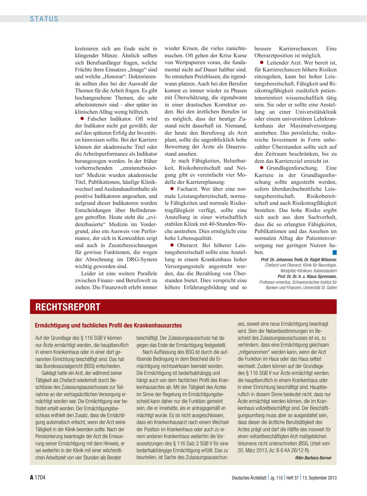 Vorschauseite 1: Ermächtigung und fachliches Profil des Krankenhausarztes