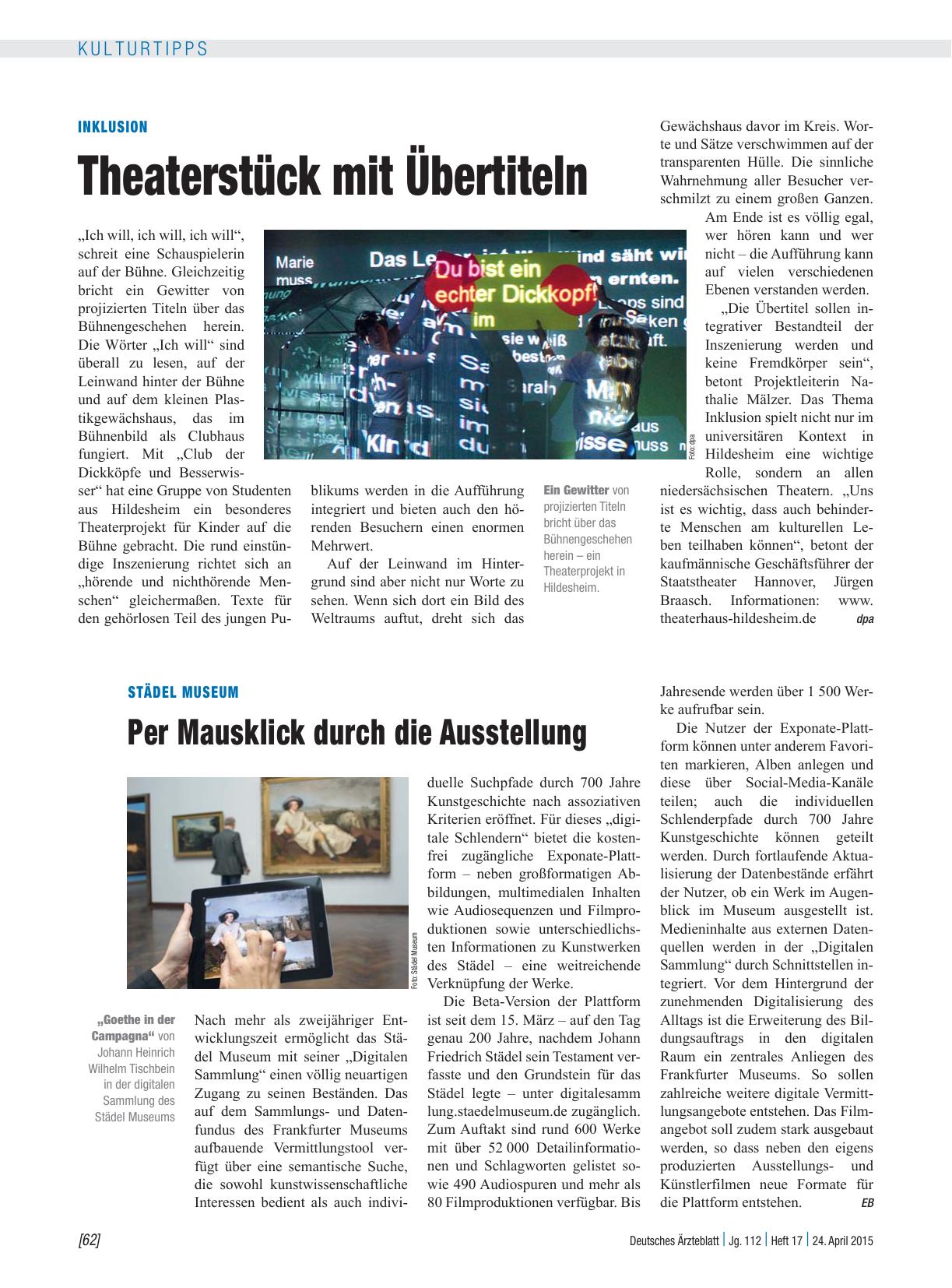 Vorschauseite 1: Inklusion: Theaterstück mit Übertiteln