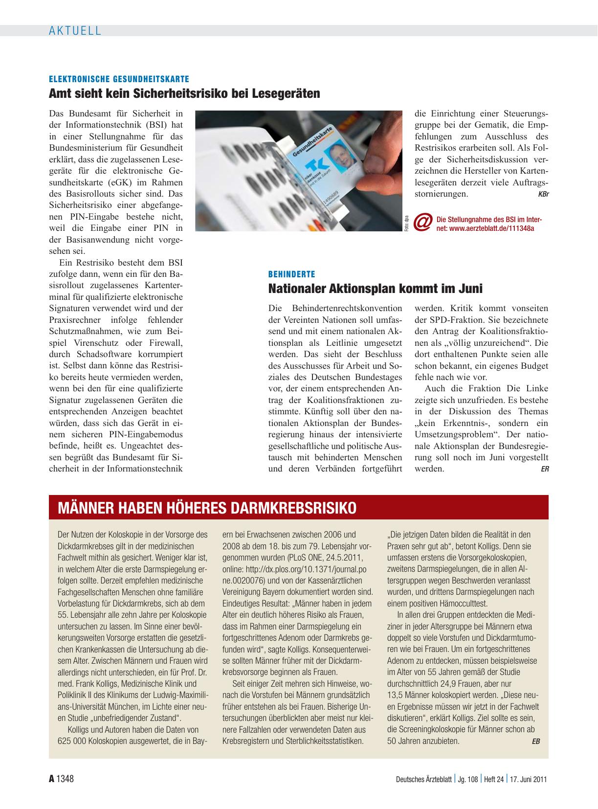 Vorschauseite 1: Männer haben höheres Darmkrebsrisiko