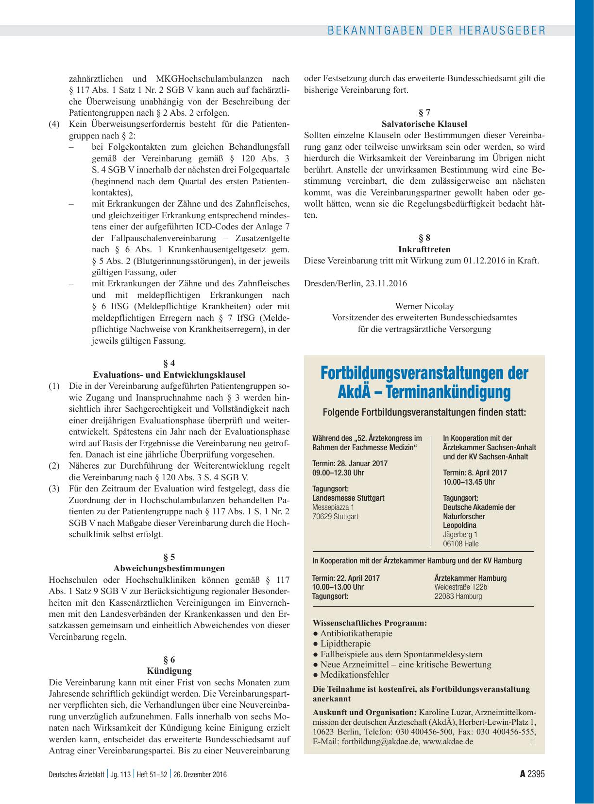 Vorschauseite 1: Fortbildungsveranstaltungen der AkdÄ: Terminankündigung
