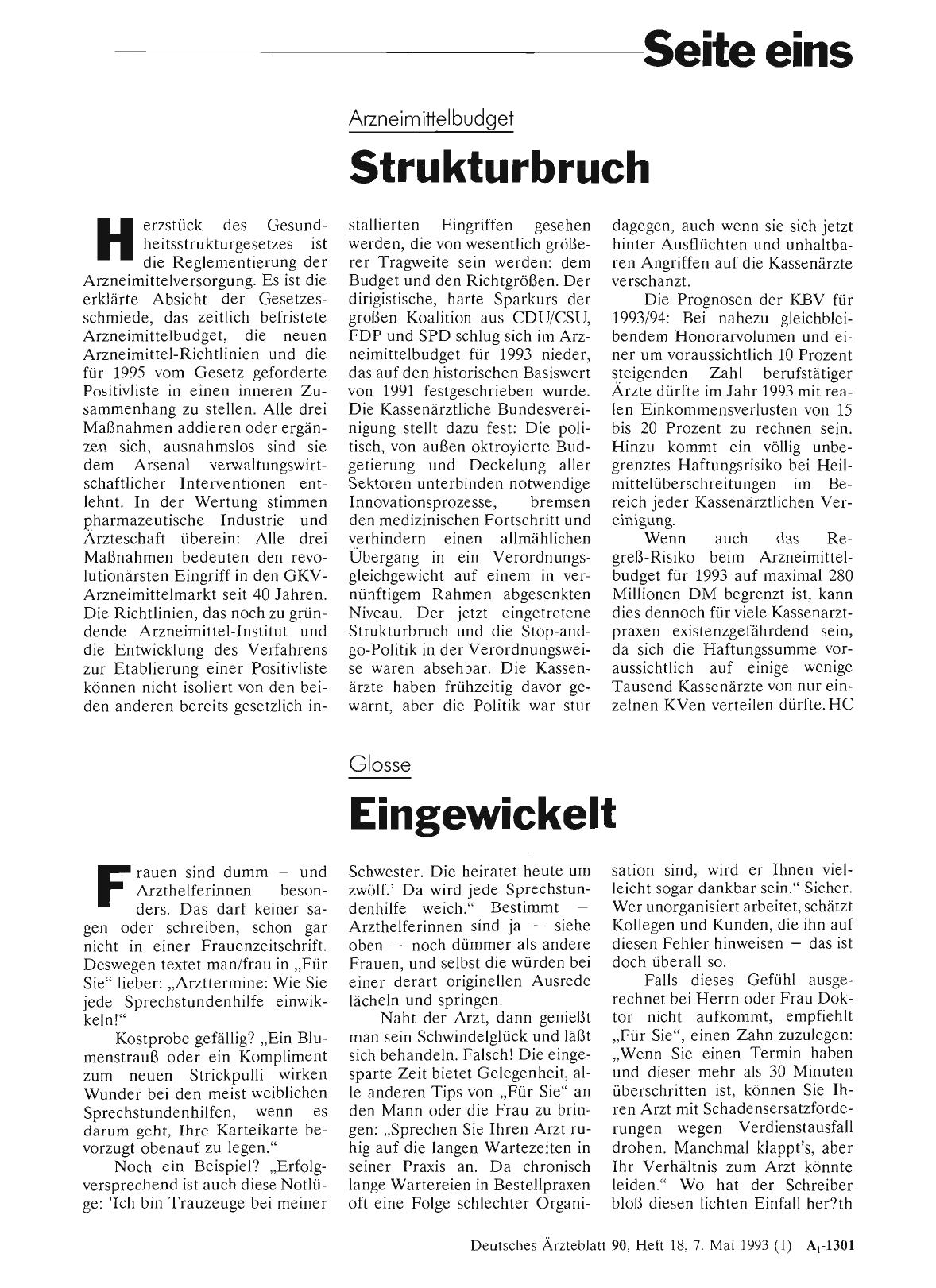 Vorschauseite 1: Glosse: Eingewickelt