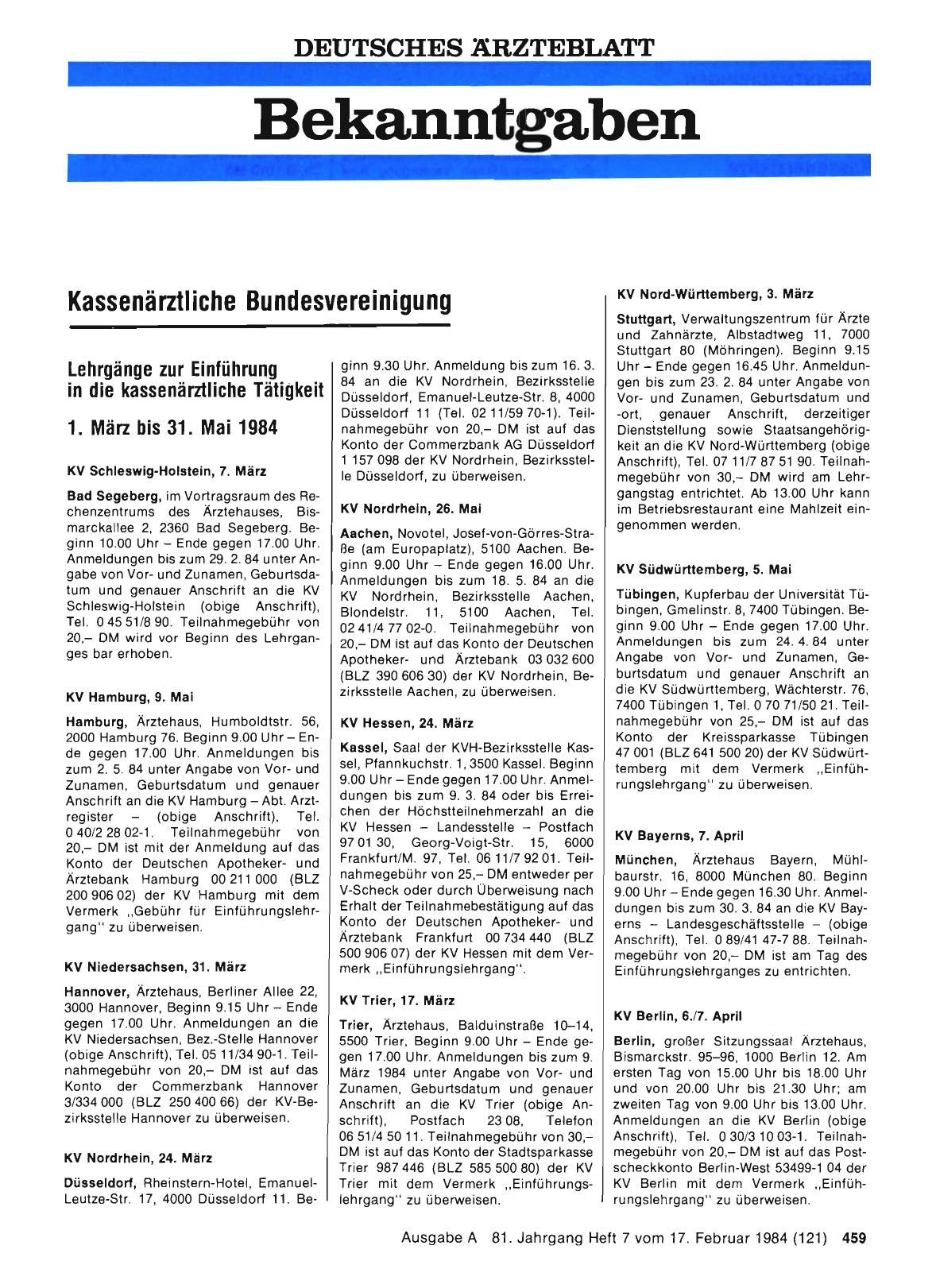 Vorschauseite 1: Lehrgänge zur Einführung in die kassenärztliche Tätigkeit