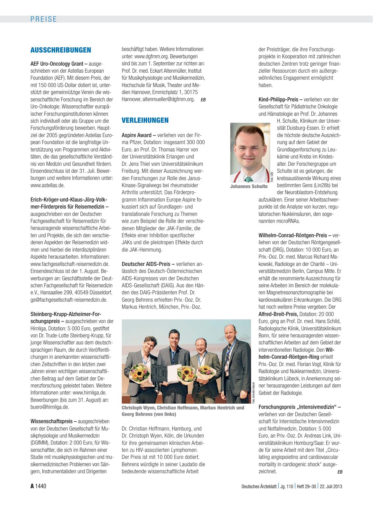 Vorschauseite 1: Verleihungen