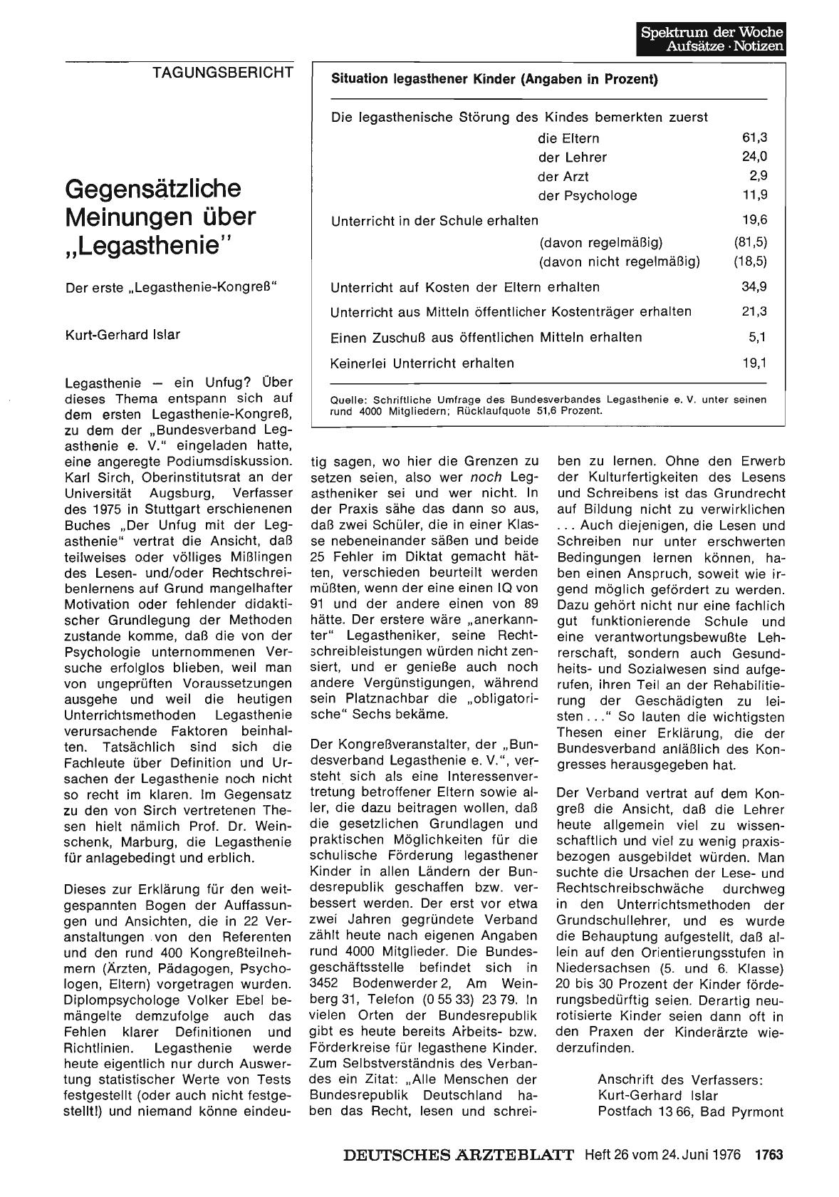 Vorschauseite 1: Gegensätzliche Meinungen über „Legasthenie“: Der erste „Legasthenie-Kongreß“