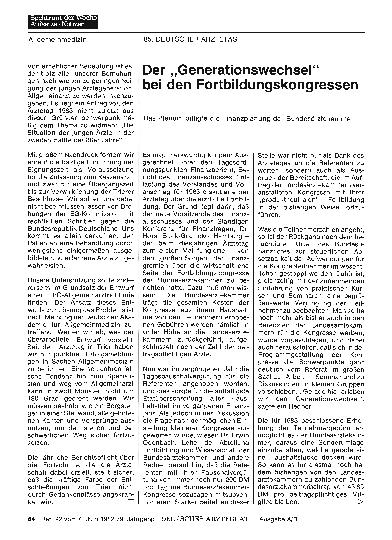 Vorschauseite 1: Der „Generationswechsel“ bei den Fortbildungskongressen