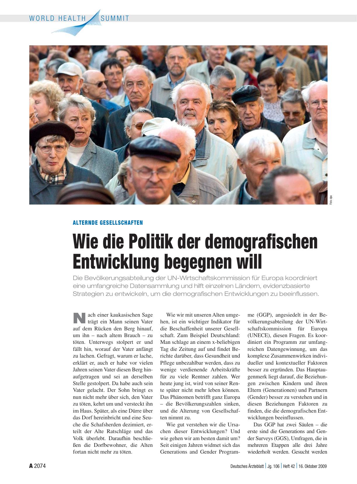 Vorschauseite 1: Alternde Gesellschaften: Wie die Politik der demografischen Entwicklung begegnen will