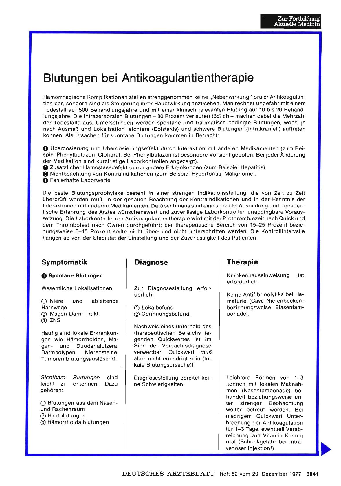 Vorschauseite 1: Blutungen bei Antikoagulantientherapie