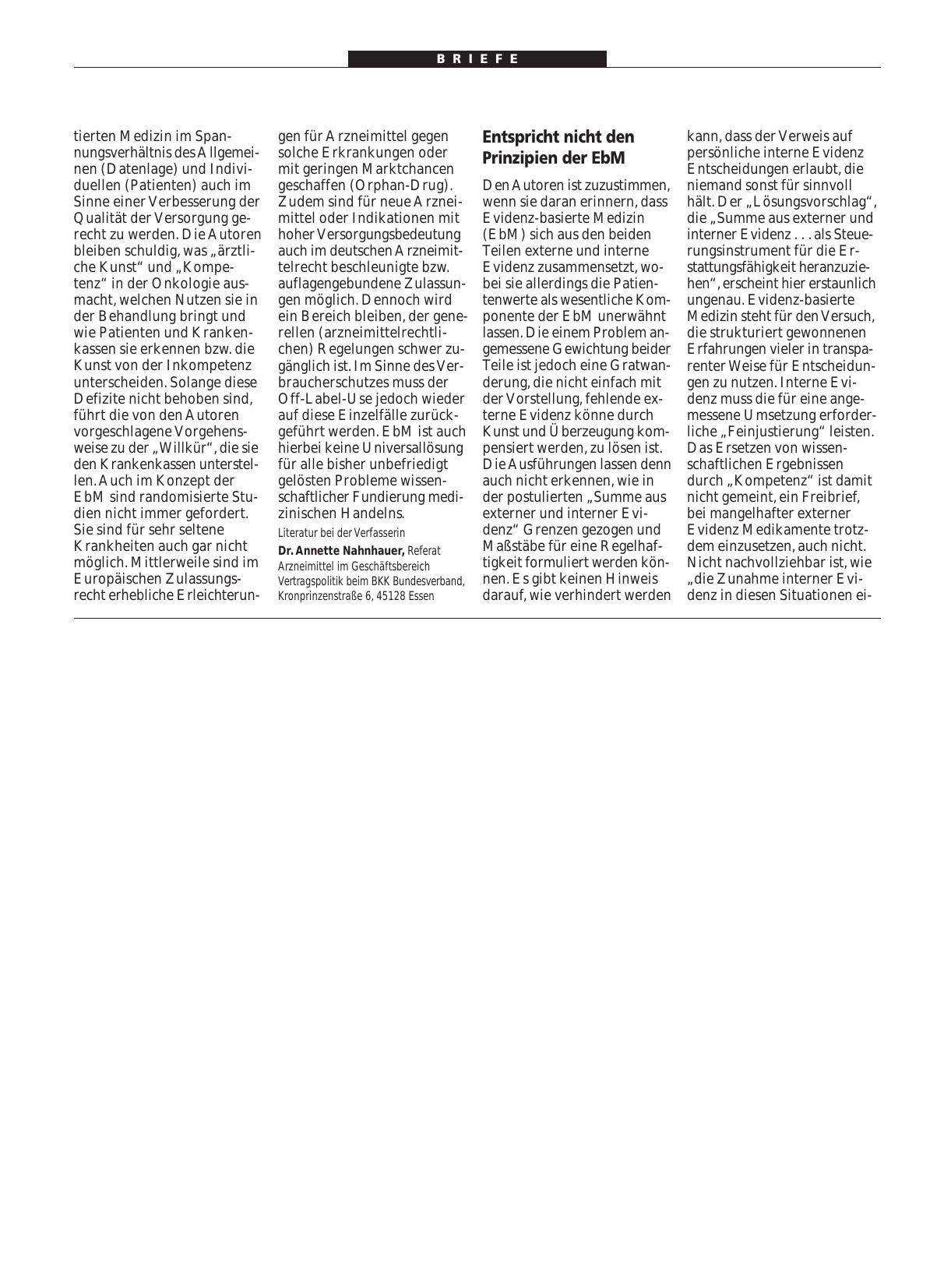 Vorschauseite 1: Off-Label-Use: Entspricht nicht den Prinzipien der EbM