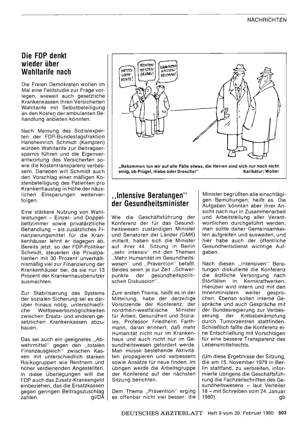Vorschauseite 1: „Intensive Beratungen“ der Gesundheitsminister