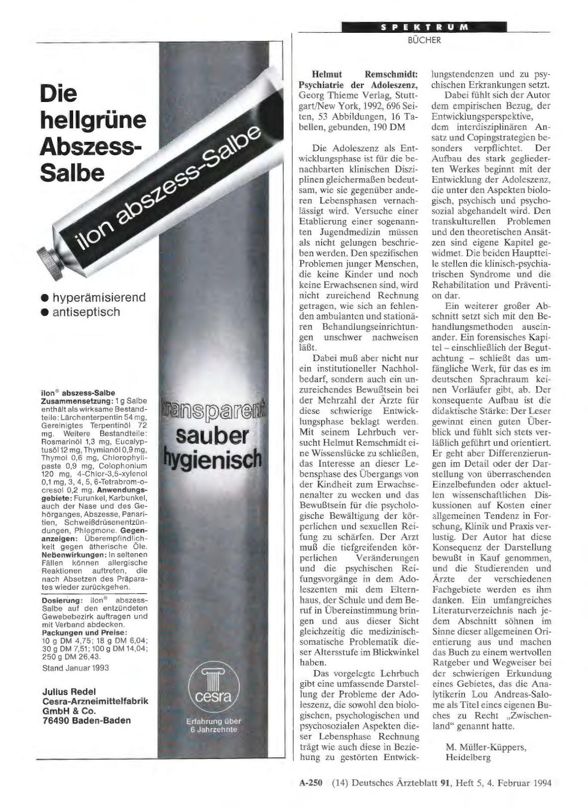 Vorschauseite 1: Helmut Remschmidt: Psychiatrie der Adoleszenz