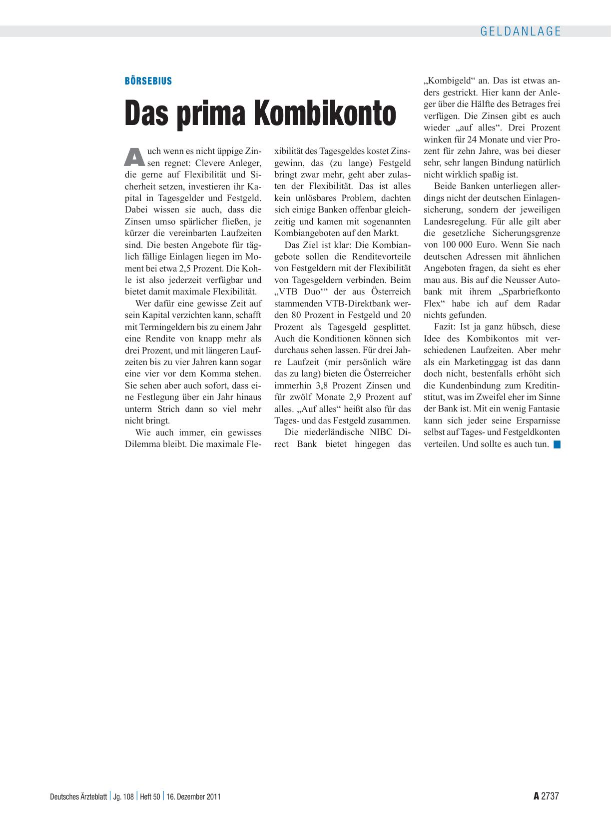 Vorschauseite 1: Börsebius: Das prima Kombikonto