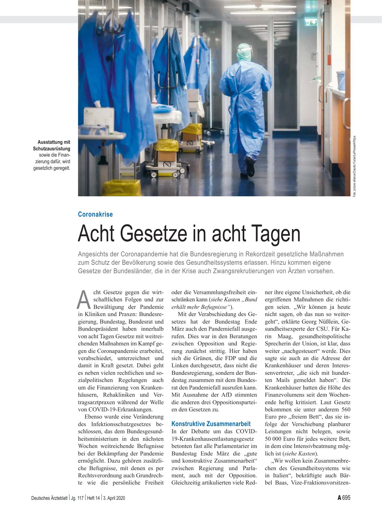 Vorschauseite 1: Coronakrise: Acht Gesetze in acht Tagen