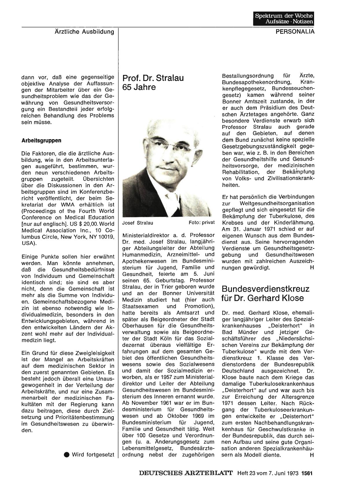 Vorschauseite 1: Bundesverdienstkreuz für Dr. Gerhard Klose